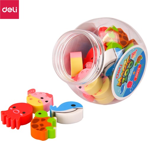 Deli Magic Zoo gum 20 stuks assorti in pot
