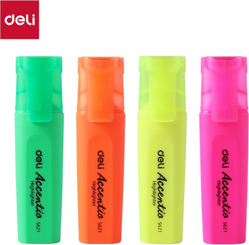 Deli Accentio markeerstift beitelpunt, set à 4 fluo kleuren
