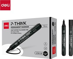 Deli THINK permanent marker zwart 1,8mm ronde punt