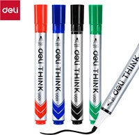 Deli THINK whiteboardmarkers ronde punt 2,0mm assorti - set à 4 stuks