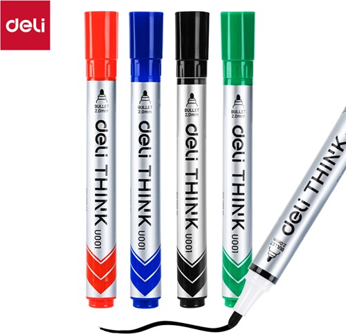Deli THINK whiteboardmarkers ronde punt 2,0mm assorti - set à 4 stuks