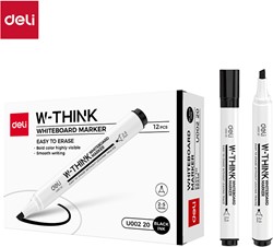 Deli THINK whiteboardmarker zwart 2-5mm beitelpunt