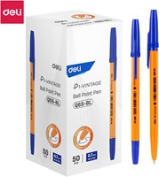 Deli balpen met dop 0,7 mm blauw, oranje body-2