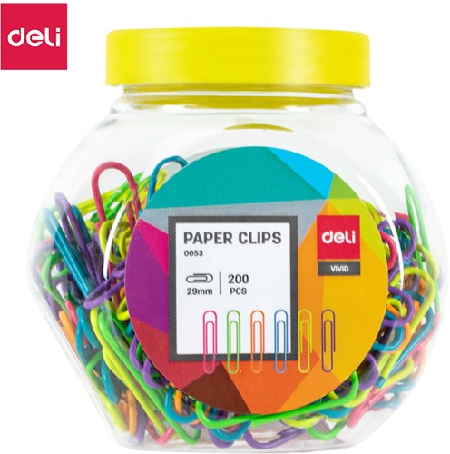 Deli RIO paperclips 29 mm assorti 200 stuks in koker