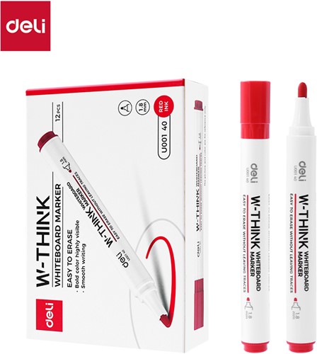 Deli THINK whiteboardmarker rood 1,8mm ronde punt