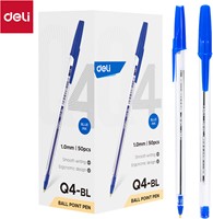 Deli balpen met dop 1,0 mm blauw-2