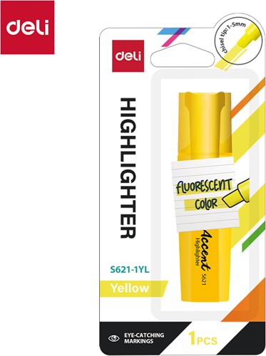 Deli Accentio markeerstift beitelpunt 1–5 mm fluo geel blister à 1 stuk-2
