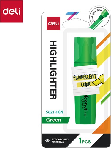 Deli Accentio markeerstift beitelpunt 1–5 mm fluo groen blister à 1 stuk-2