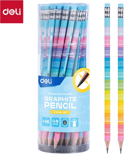 Deli potlood HB met gum - Intense Black Graphite - 48 stuks - EC046-HB