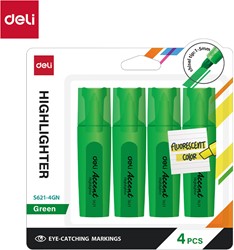 Deli Accent markeerstift beitel 1–5 mm fluo groen blister à 4 stuks