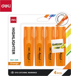 Deli Accent markeerstift beitel 1–5 mm fluo oranje blister à 4 stuks