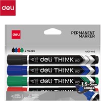 Deli THINK permanent marker assorti beitelpunt 1.5–5mm blister à 4 stuks-2
