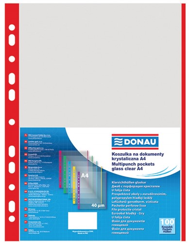 Showtas generfd, A4, 40 micron, rode rug, 11 rings, 100 stuks