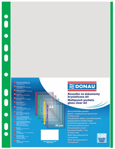 Showtas generfd, A4, 40 micron, groene rug, 11 rings, 100 stuks