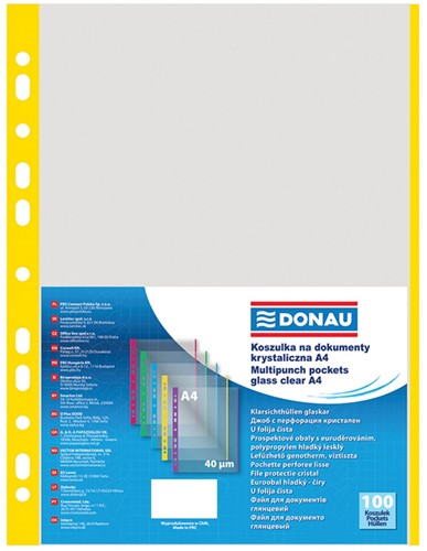 Showtas generfd, A4, 40 micron, gele rug, 11 rings, 100 stuks