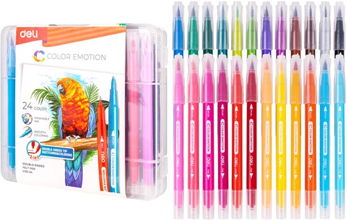 Deli Color Emotion viltstift duo tip 24 kleuren-2