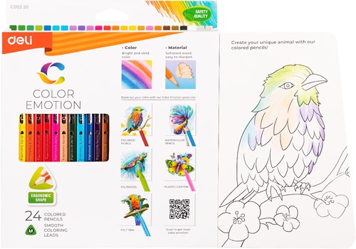 Deli Color Emotion kleurpotloden 24 kleuren doos-2