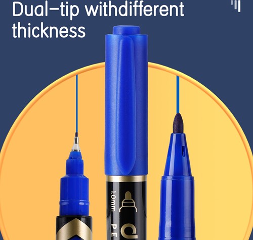 Deli MATE permanent marker dubbelpunt 0,5 + 1,0 mm blauw-2