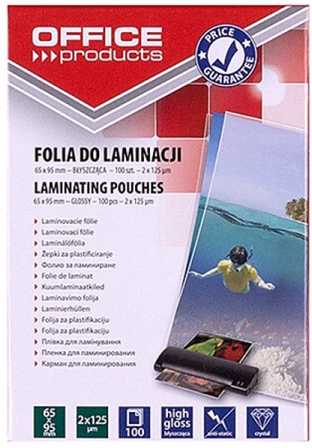 Lamineerfolie, 95x65mm, 2x125 micr, 100 stuks