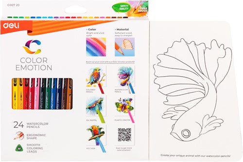 Deli Color Emotion aquarelpotloden, 24 kleuren doos-2