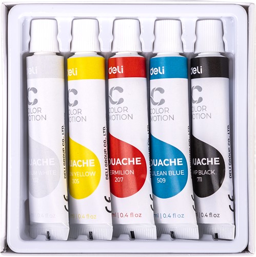 Deli Color Emotion Gouache 12ml tubes, 5 kleuren/box-2