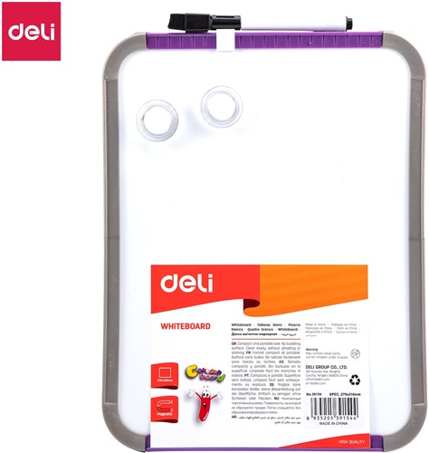 Deli whiteboard 279x216mm magnetisch + marker assorti kleuren-3