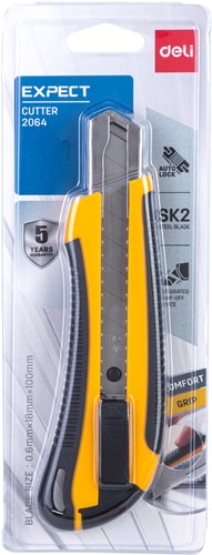 Deli EXPECT snijmes/cutter 18mm SK-2 staal comfort grip blister à 1 stuk