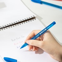 Deli mini balpen met dop 0,7mm blauw blister à 6 stuks-3