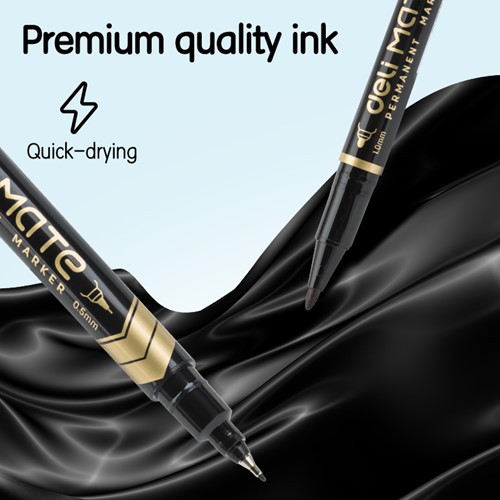 Deli MATE permanent marker dubbelpunt 0,5 + 1,0 mm zwart-3