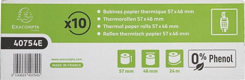 Thermorollen 57 x 46mm 24 meter - 55 gram -Exacompta - 0% Phenol -  40754E