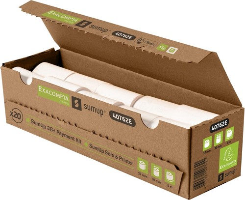 Thermorollen 57 x 30mm 9 meter - 55 gram - Exacompta SUMUP - 0% Phenol - 40762E