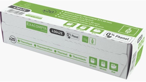 Thermorollen 57 x 30mm 9 meter - 55 gram -Exacompta - 0% Phenol -  43642E