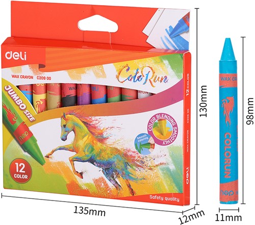 Deli ColoRun waskrijt 12 kleuren doos-2