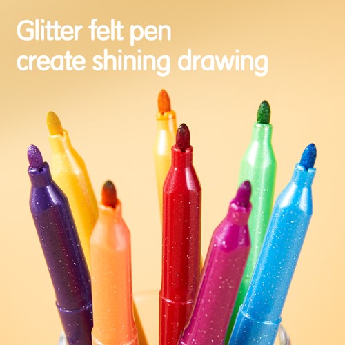 Deli Color WOW glitter viltstiften 12 kleuren/doos-3