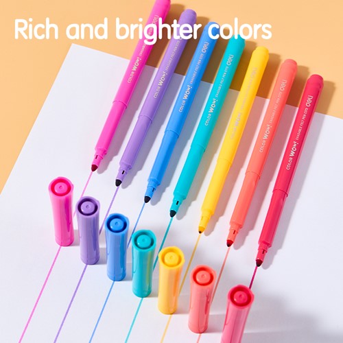 Deli Color WOW viltstiften uitgumbaar 7+1 kleuren/doos-2