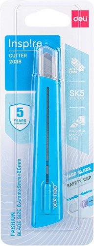 Deli RIO afbreekmes 9 mm blauw blister à 1 stuk-3