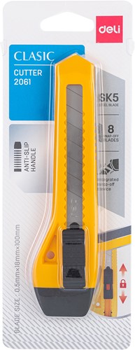 Deli CLASIC afbreekmes 18 mm SK5 staal geel blister à 1 stuk-3