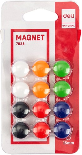 Deli 12 magneten rond Ø15mm 6x2 kleuren-3