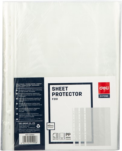 Deli showtas A4 transparant 0,04 mm 100 stuks-3