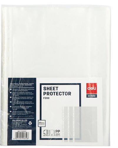 Deli showtas A4 transparant 0,035 mm 100 stuks-2