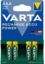 Batterij oplaadbaar Varta 4xAAA 1000mAh ready2use