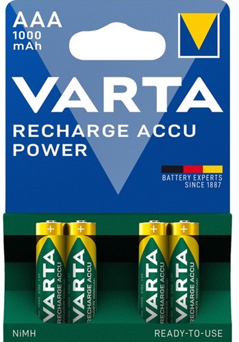 Batterij oplaadbaar Varta 4xAAA 1000mAh ready2use