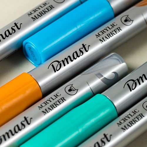 Acrylmarker met beitelpunt, metallic, 6 stuks