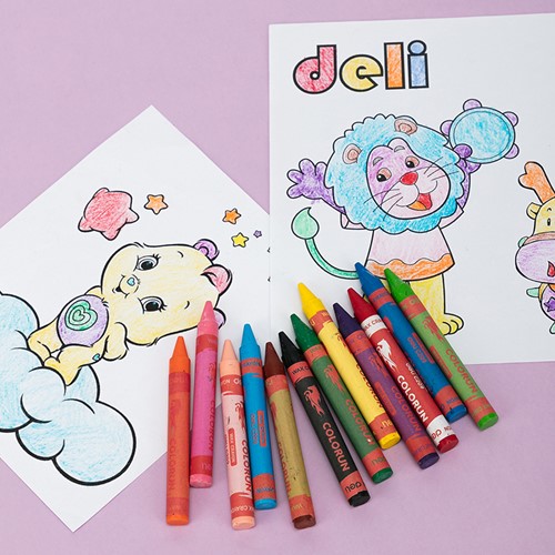 Deli ColoRun waskrijt 12 kleuren doos-3