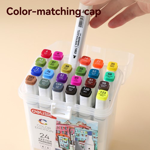 Deli Color Emotion sketchmarkers 1+7mm tip 48 kleuren-3
