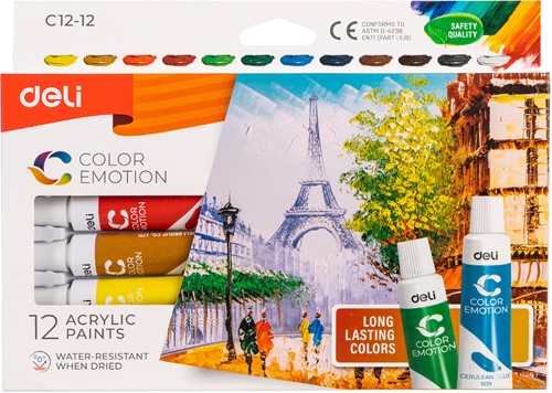 Deli Color Emotion acrylverf 12ml tubes 12 kleuren/box-3