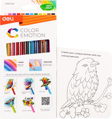 Deli Color Emotion kleurpotloden 12 kleuren doos-2