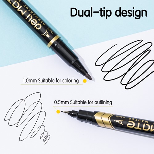Deli MATE permanent marker dubbelpunt 0,5 + 1,0 mm zwart-2