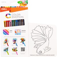 Deli Color Emotion aquarelpotloden, 12 kleuren doos-3