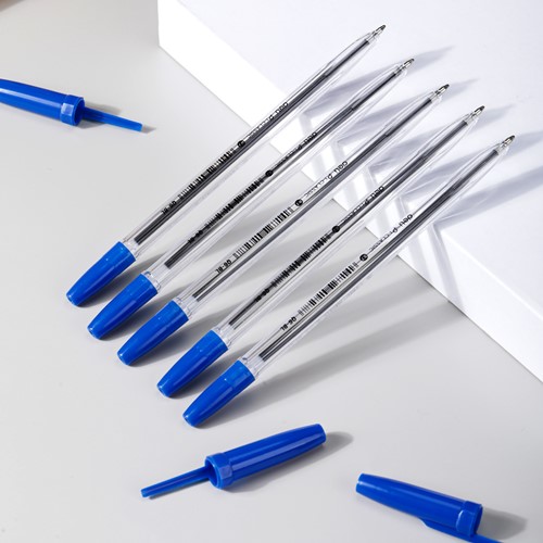 Transparant blauw balpen